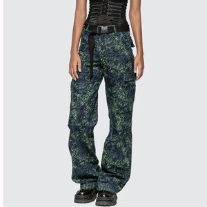 NWT I.AM.GIA Sinead Belted Pants in Green Tiger Print